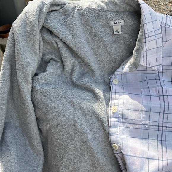 L.L. Bean COZY Lined Flannel Pink Gray and White Size L Jacket/ Shirt - Picture 11 of 16